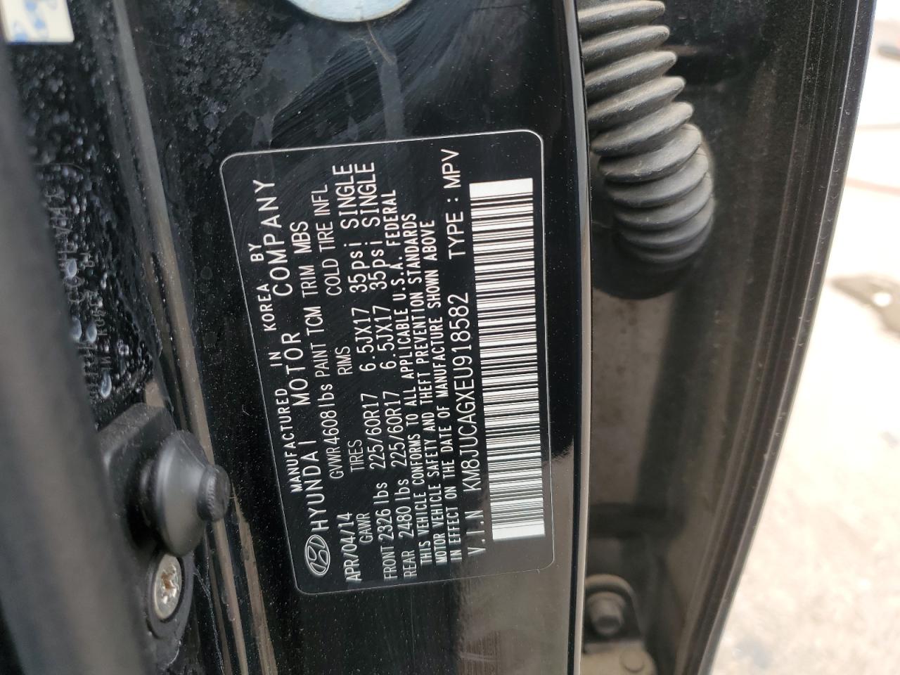 2014 Hyundai Tucson Gls VIN: KM8JUCAGXEU918582 Lot: 47685165