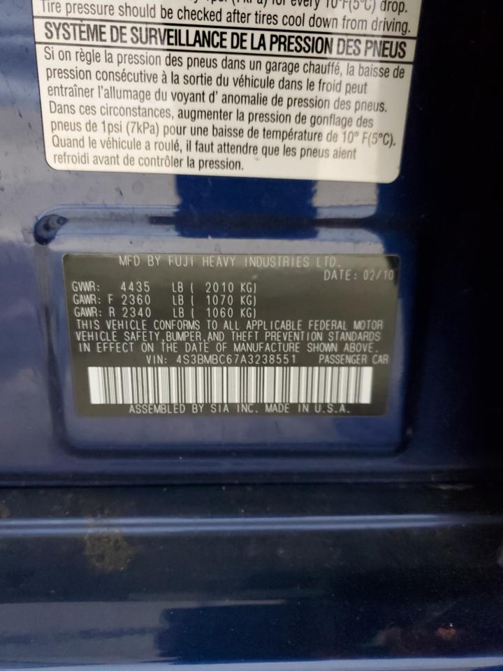 2010 Subaru Legacy 2.5I Premium VIN: 4S3BMBC67A3238551 Lot: 47415855