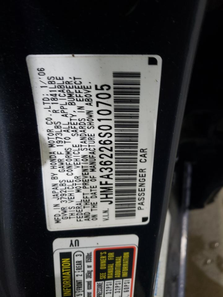 2006 Honda Civic Hybrid VIN: JHMFA36226S010705 Lot: 65806975