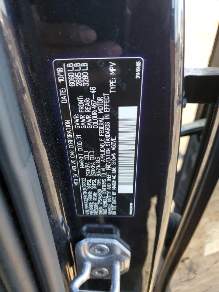 2019 Volvo Xc90 T6 Momentum VIN: YV4A22PK2K1459722 Lot: 47190115