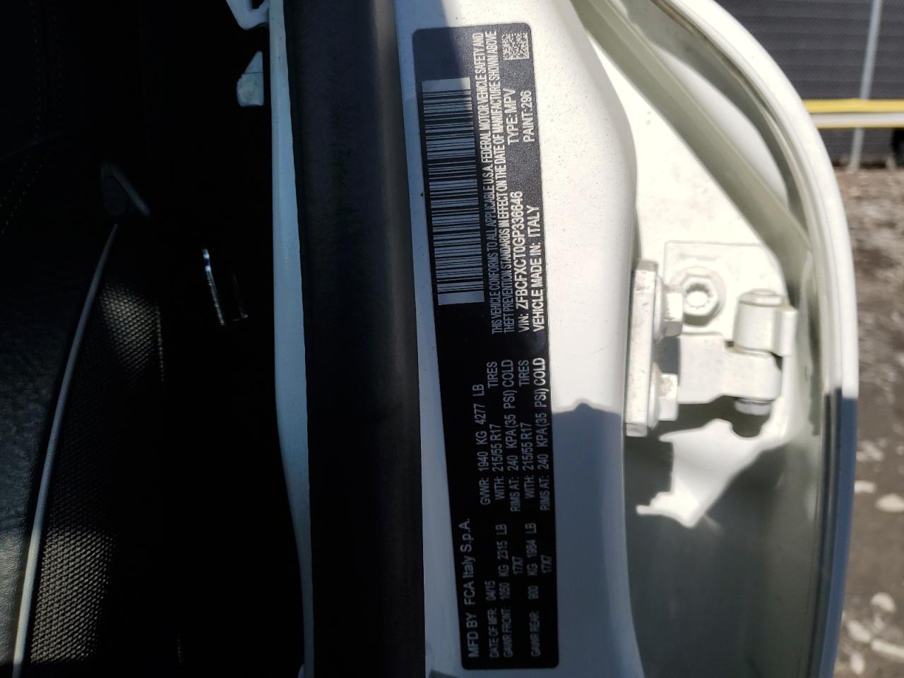 2016 Fiat 500X Trekking VIN: ZFBCFXCT0GP336646 Lot: 50805625