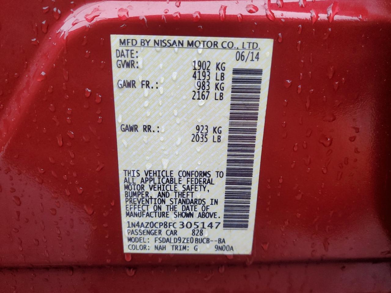 2015 Nissan Leaf S VIN: 1N4AZ0CP8FC305147 Lot: 49205135