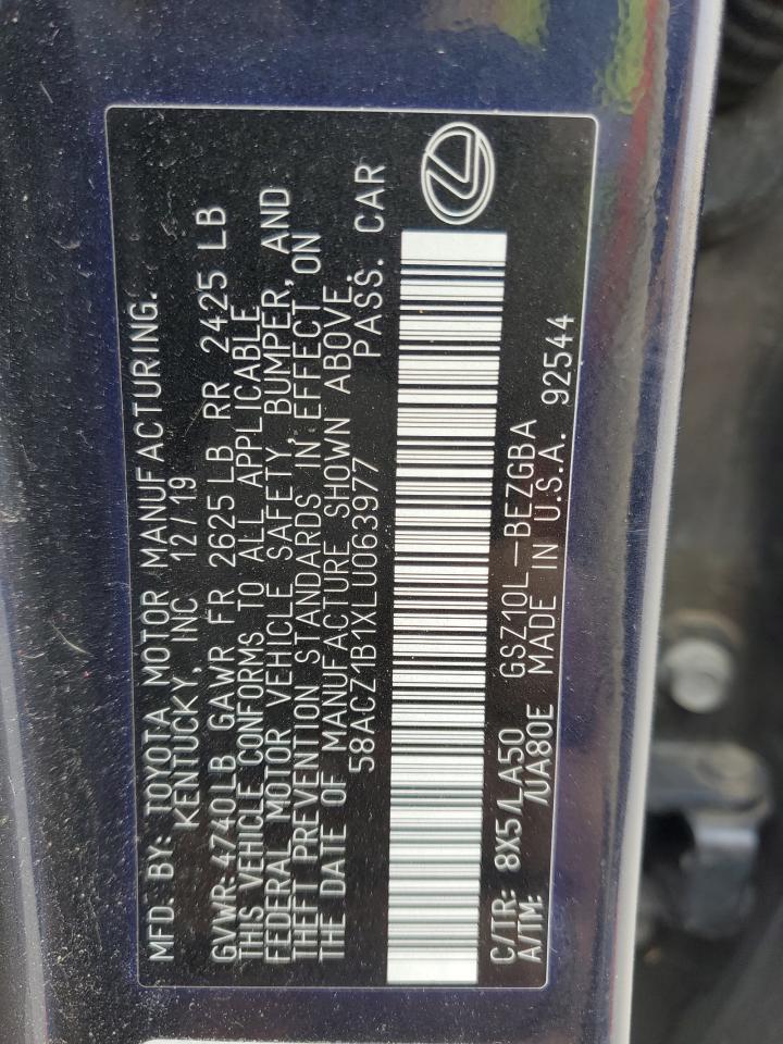 2020 Lexus Es 350 Base VIN: 58ACZ1B1XLU063977 Lot: 49734315