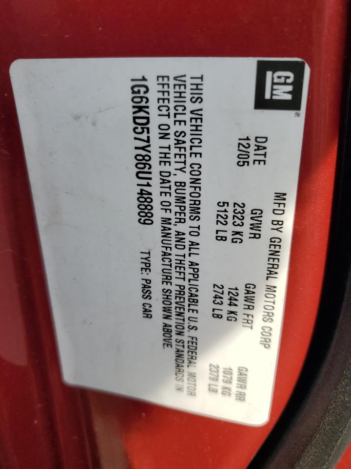 2006 Cadillac Dts VIN: 1G6KD57Y86U148889 Lot: 48129075