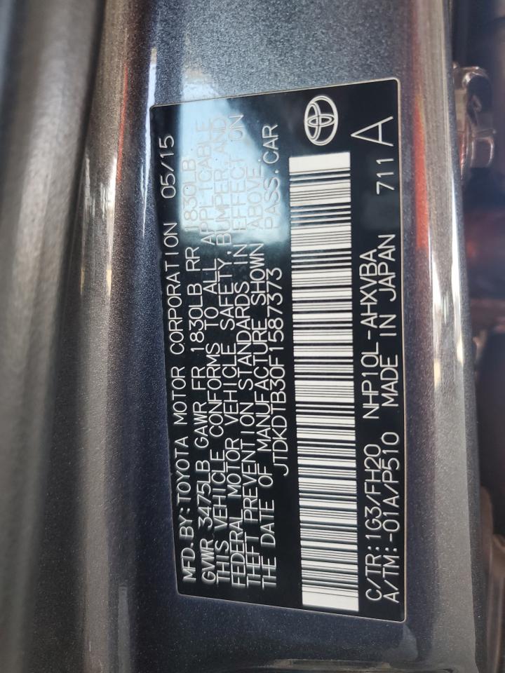 2015 Toyota Prius C VIN: JTDKDTB30F1587373 Lot: 50828185