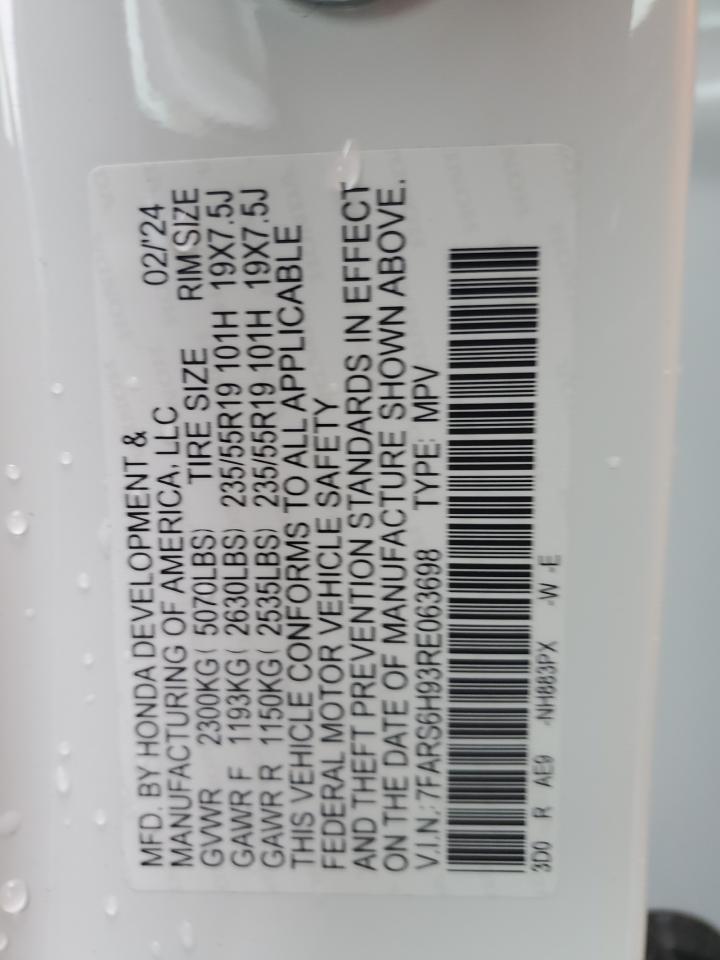 2024 Honda Cr-V Sport Touring VIN: 7FARS6H93RE063698 Lot: 90096555