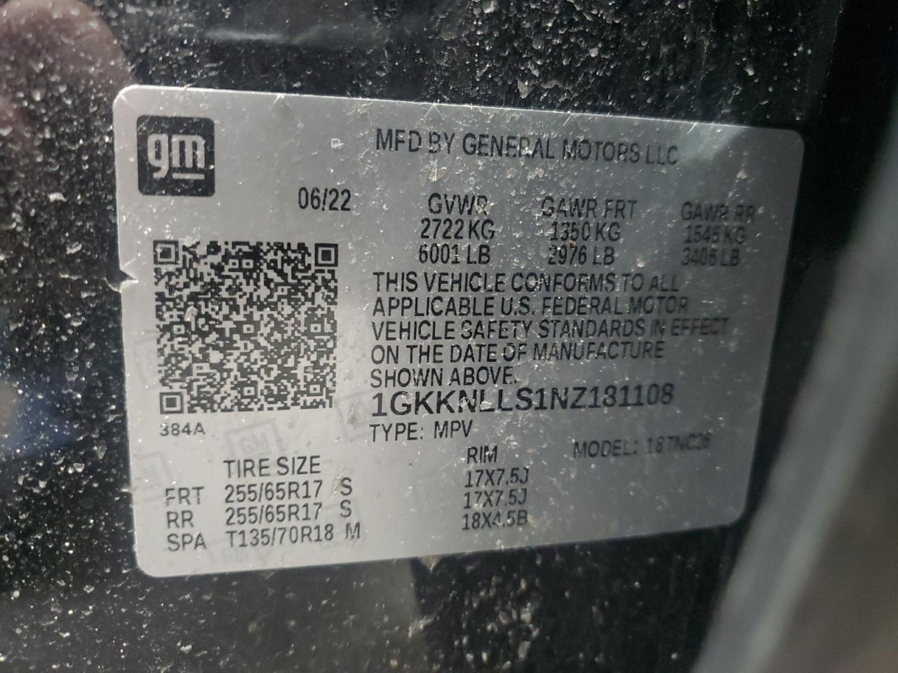 1gkknlls1nz181108 1GKKNLLS1NZ181108 2022 GMC Acadia At4
