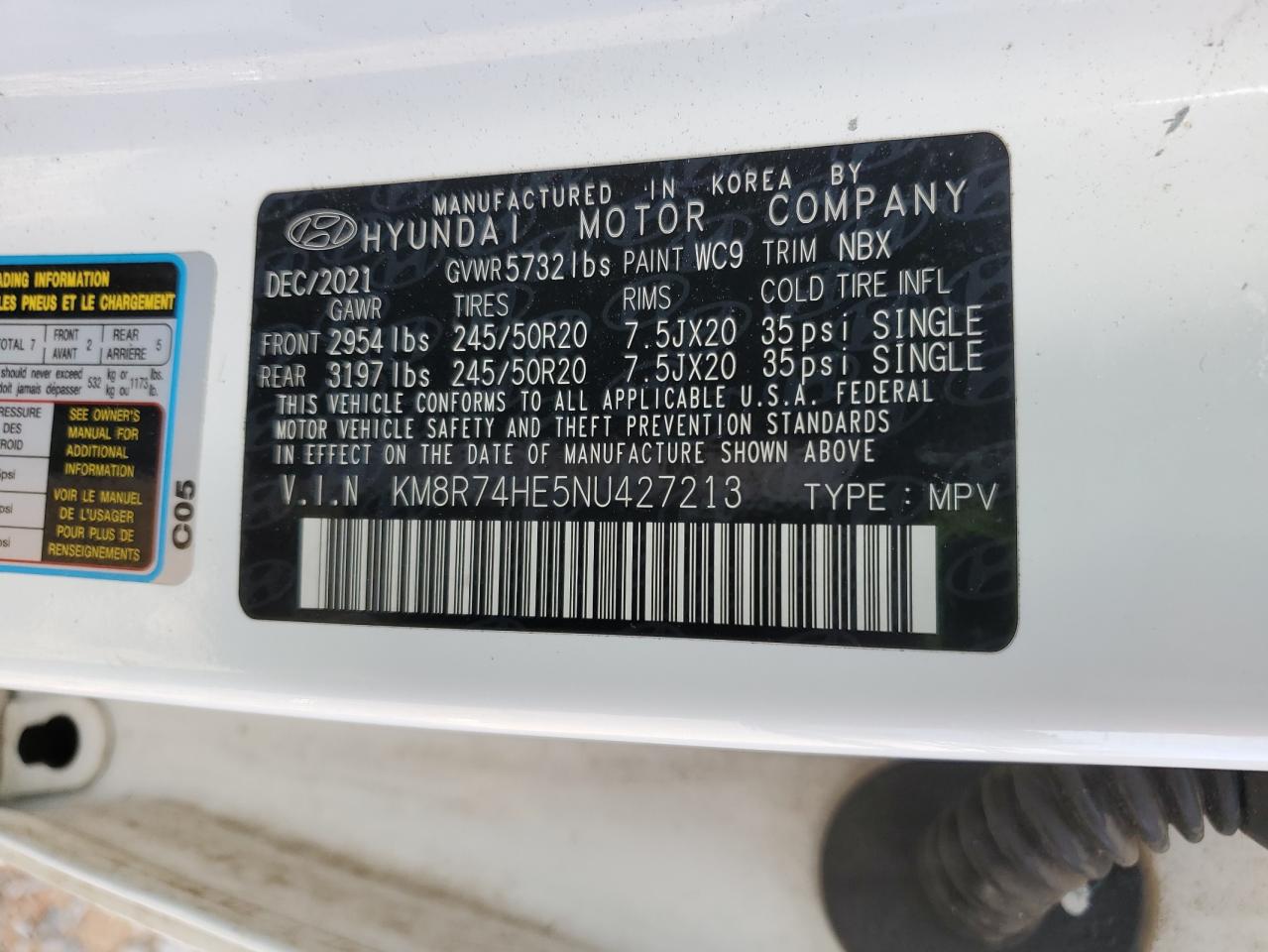 2022 Hyundai Palisade Calligraphy VIN: KM8R74HE5NU427213 Lot: 49702645