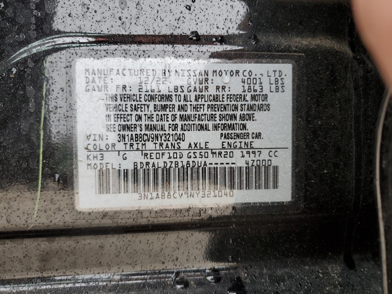 2022 Nissan Sentra Sv VIN: 3N1AB8CV9NY321040 Lot: 50889385