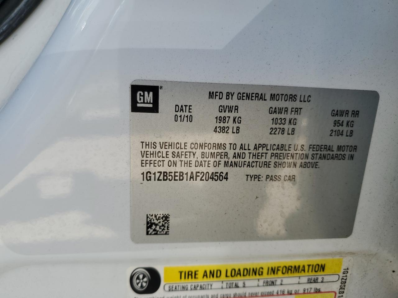 2010 Chevrolet Malibu Ls VIN: 1G1ZB5EB1AF204564 Lot: 50183785