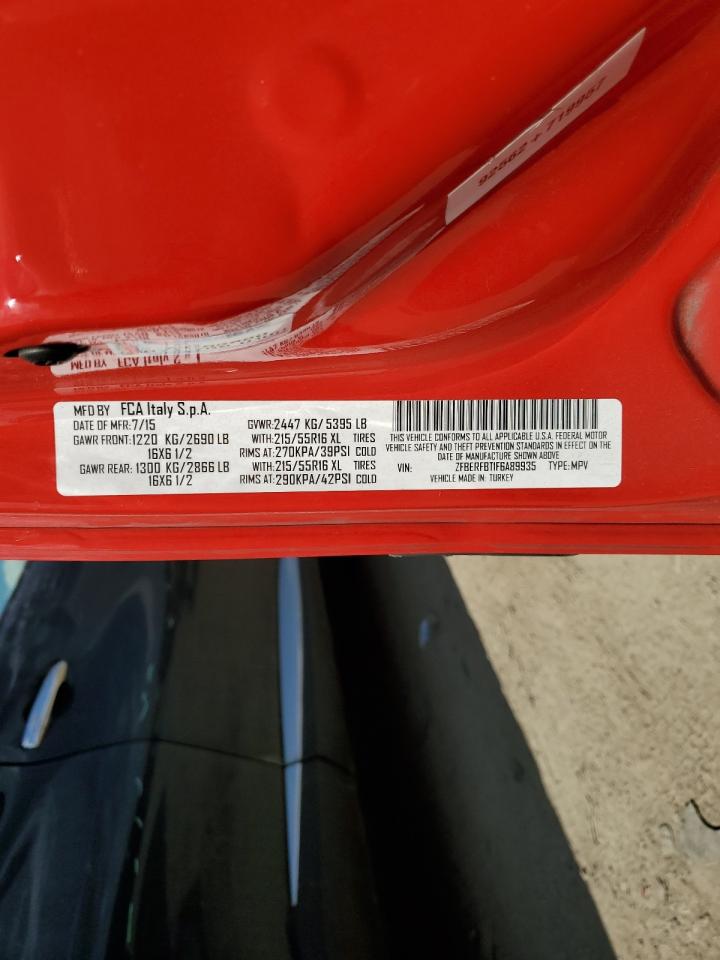 2015 Ram Promaster City Slt VIN: ZFBERFBT1F6A89935 Lot: 48959665
