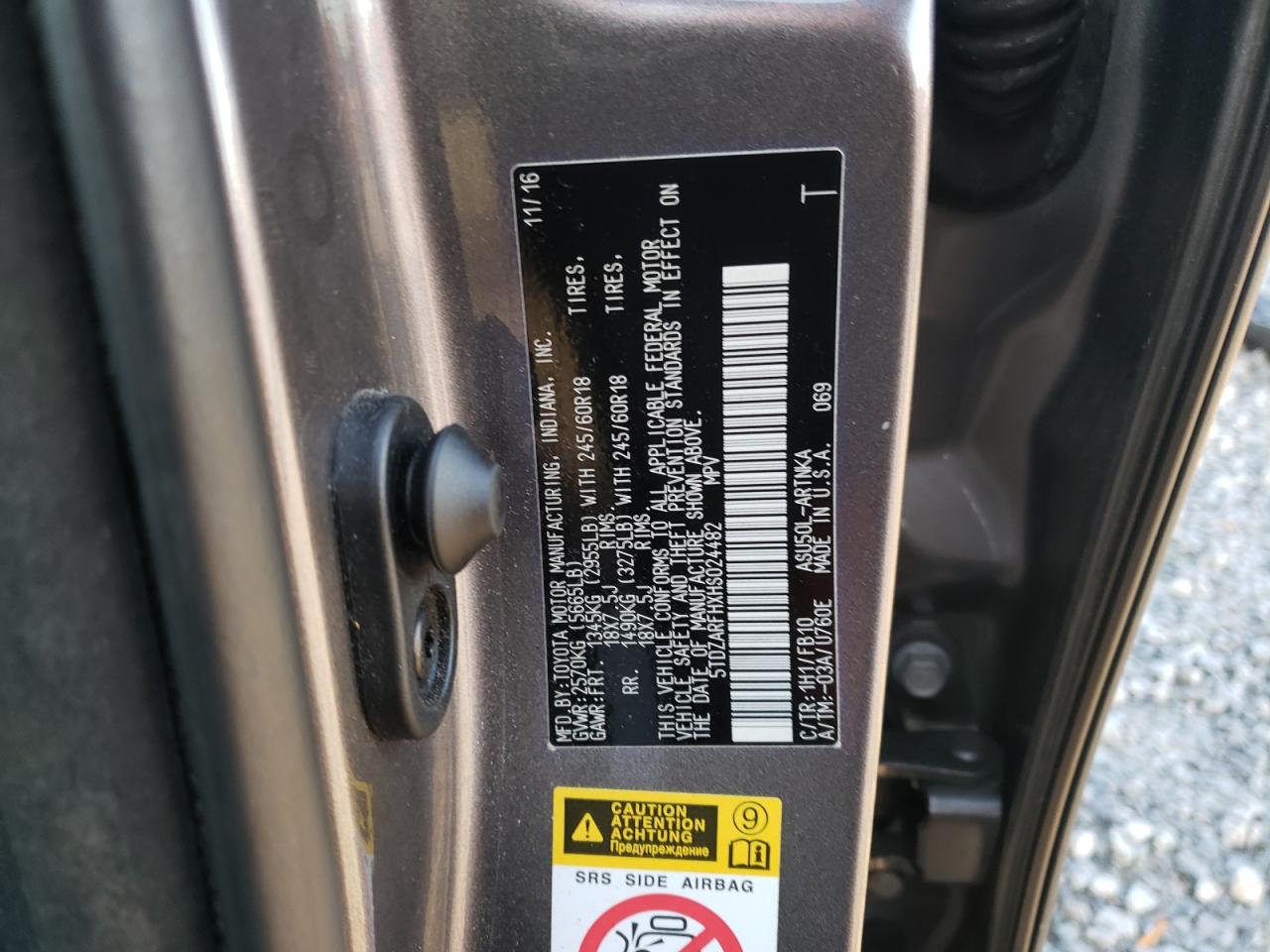 2017 Toyota Highlander Le VIN: 5TDZARFHXHS024482 Lot: 48671155