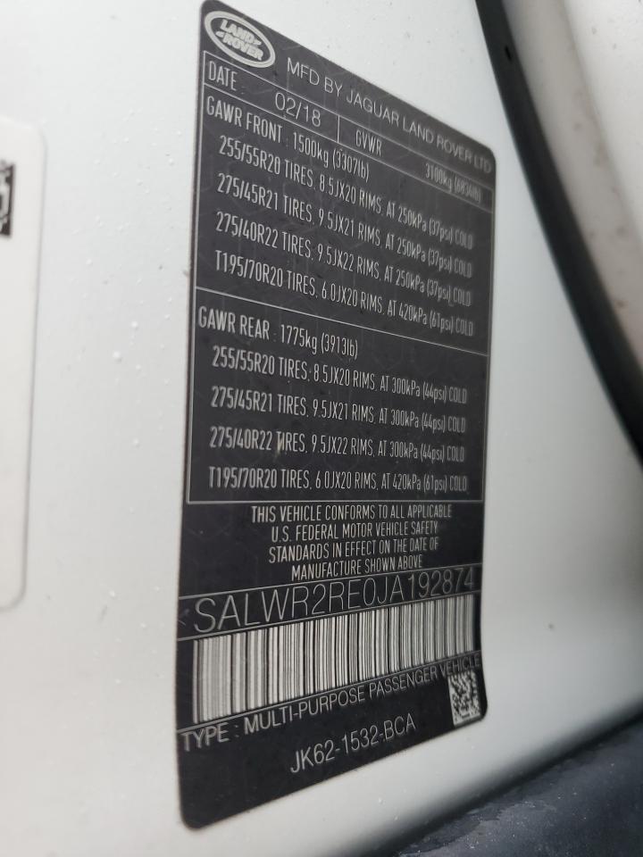 2018 Land Rover Range Rover Sport Supercharged Dynamic VIN: SALWR2RE0JA1928 Lot: 50208775