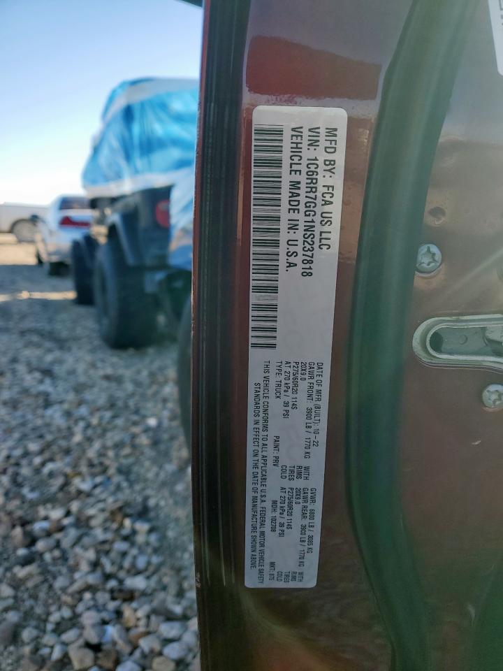 2022 Ram 1500 Classic Slt VIN: 1C6RR7GG1NS237818 Lot: 47282875