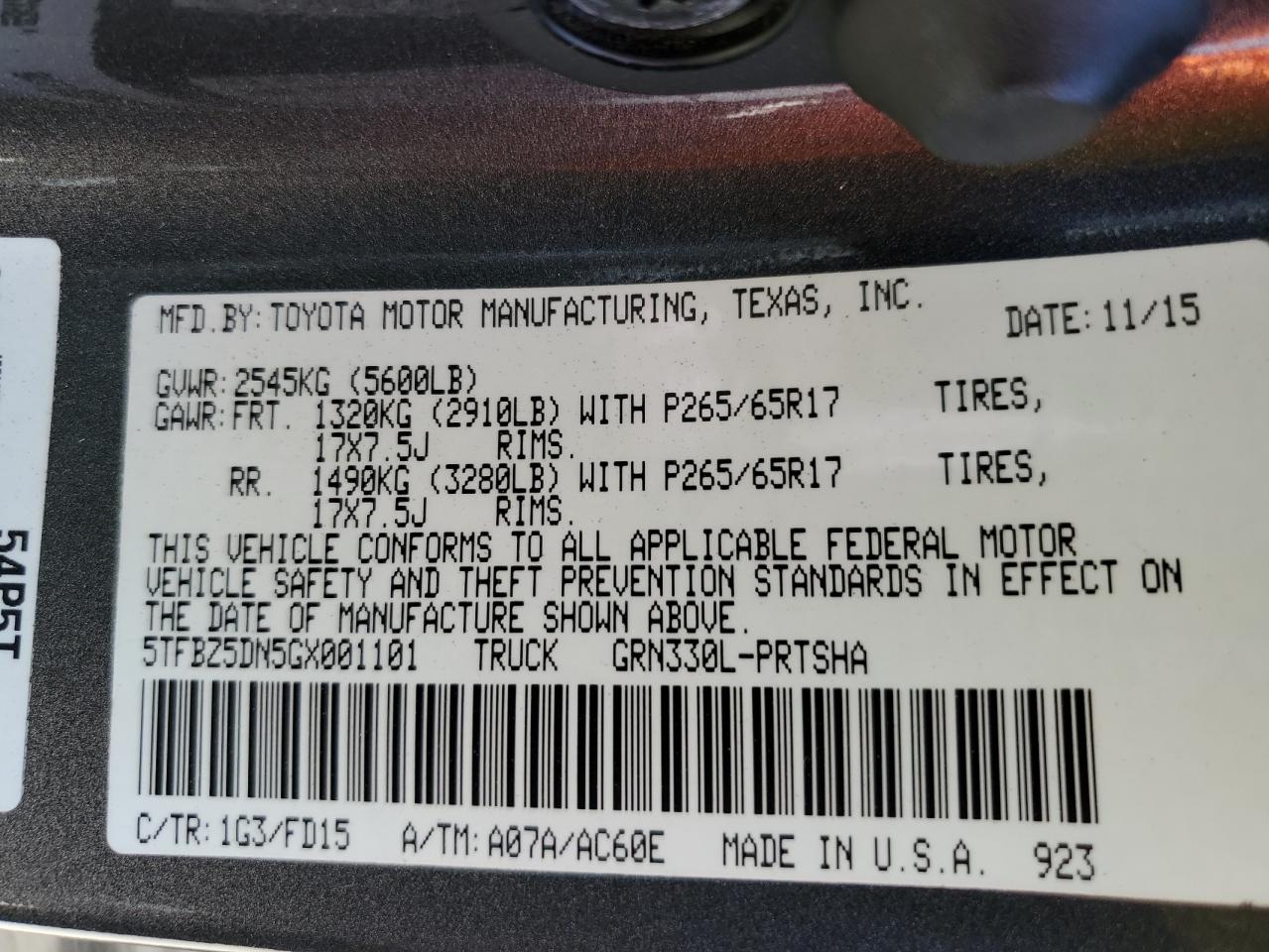 2016 Toyota Tacoma Double Cab VIN: 5TFBZ5DN5GX001101 Lot: 50011275