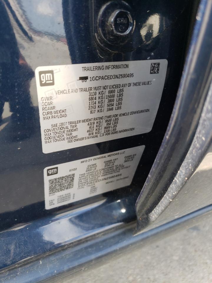 2022 Chevrolet Silverado C1500 Lt VIN: 1GCPACED3NZ590495 Lot: 48336795