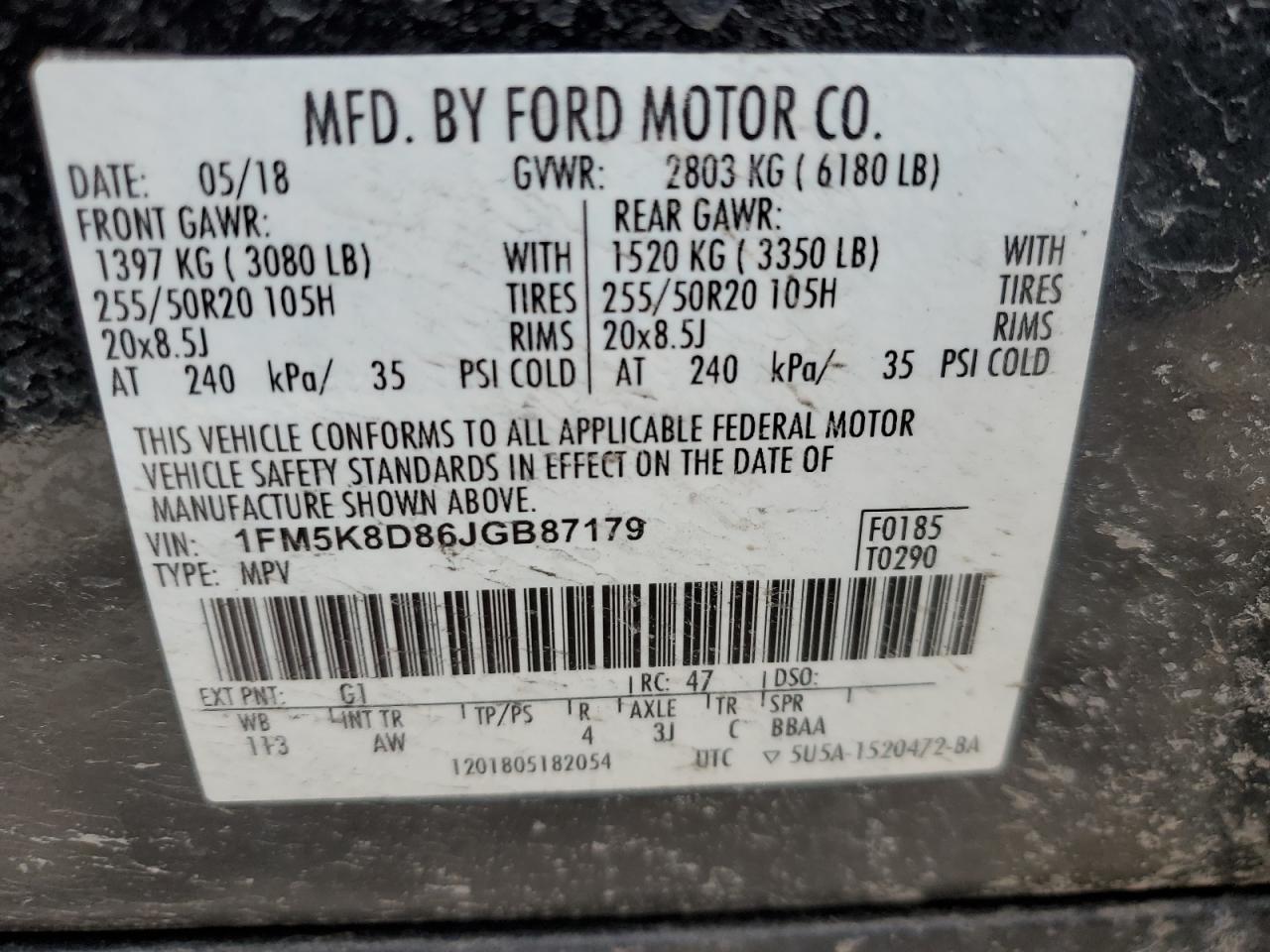2018 Ford Explorer Xlt VIN: 1FM5K8D86JGB87179 Lot: 48294425