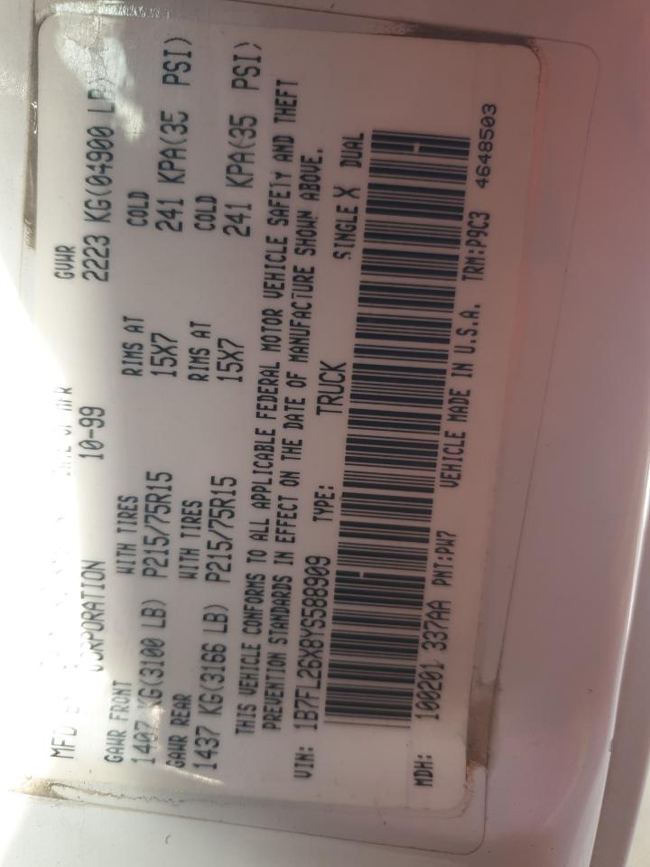 2000 Dodge Dakota VIN: 588909 Lot: 52428235