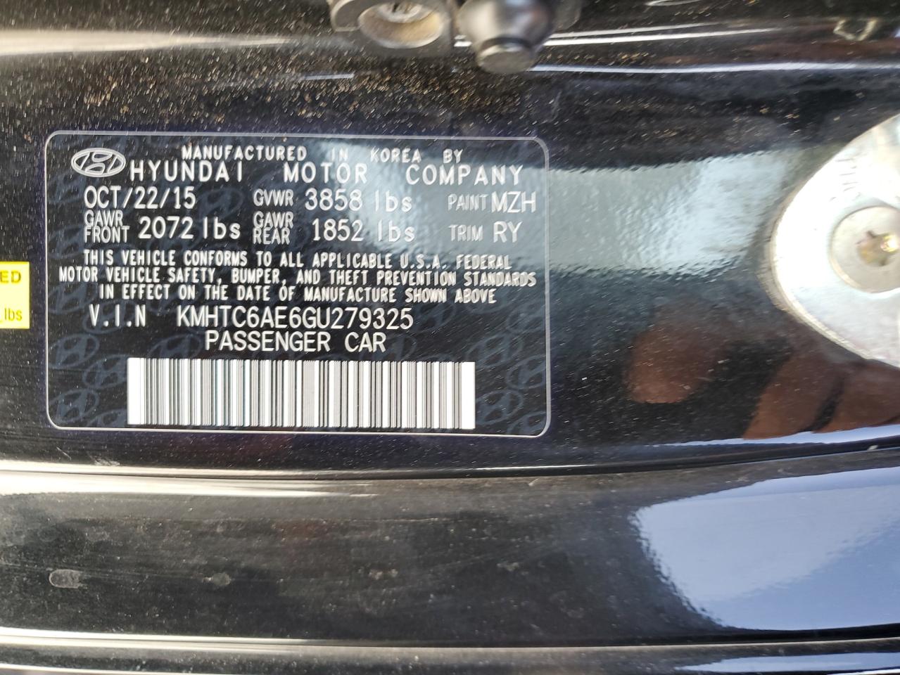 2016 Hyundai Veloster Turbo VIN: KMHTC6AE6GU279325 Lot: 48950525