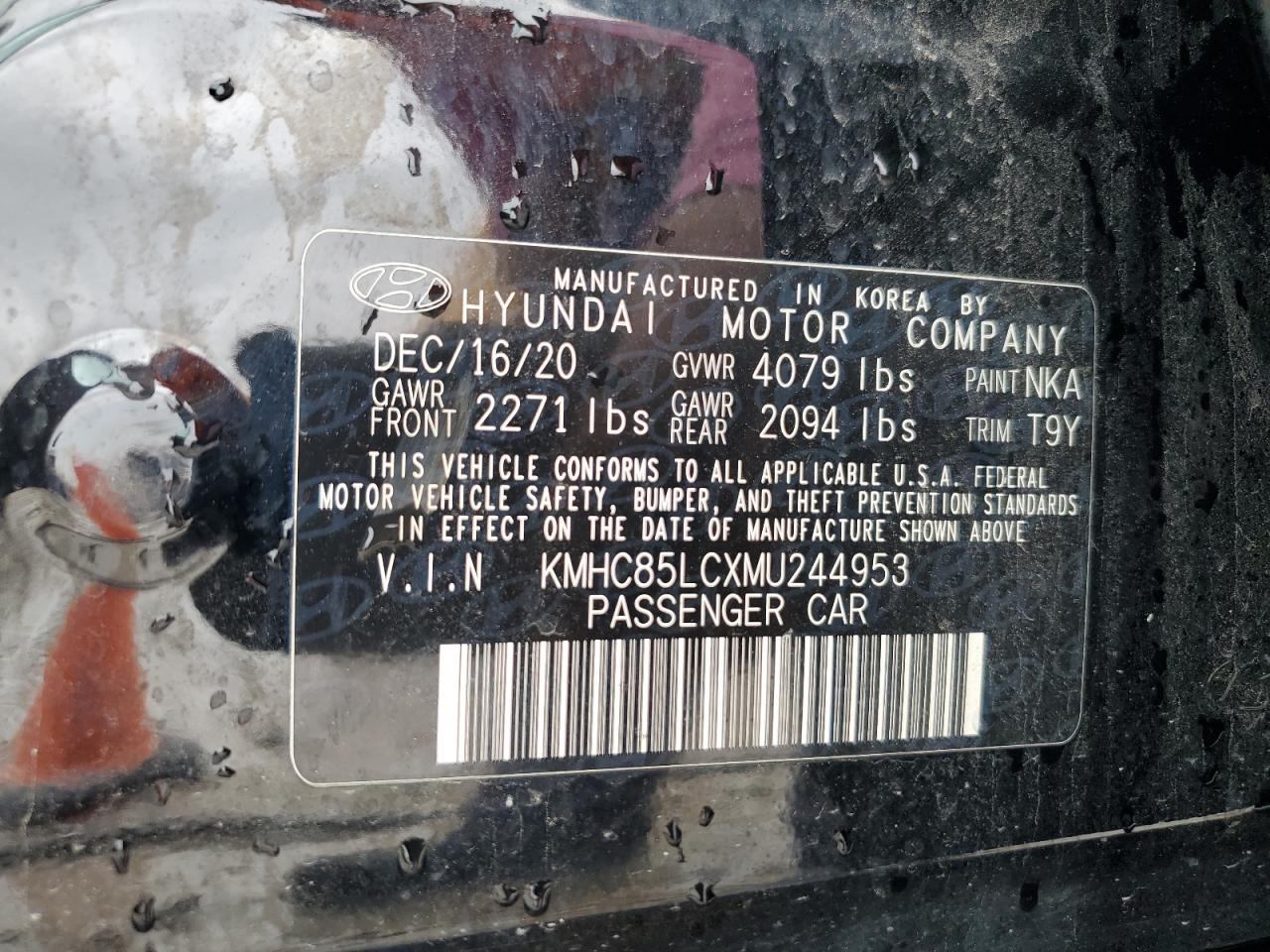 2021 Hyundai Ioniq Sel VIN: KMHC85LCXMU244953 Lot: 47703015