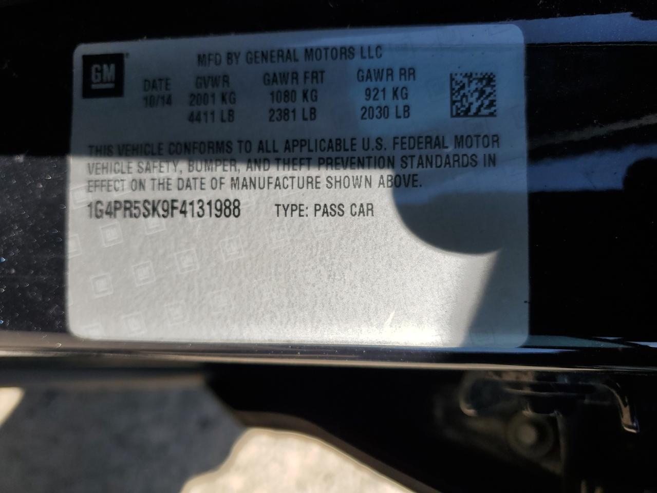 2015 Buick Verano Convenience VIN: 1G4PR5SK9F4131988 Lot: 50027195