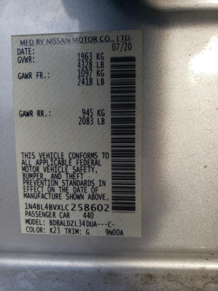 2020 Nissan Altima S VIN: 1N4BL4BVXLC258602 Lot: 49556045