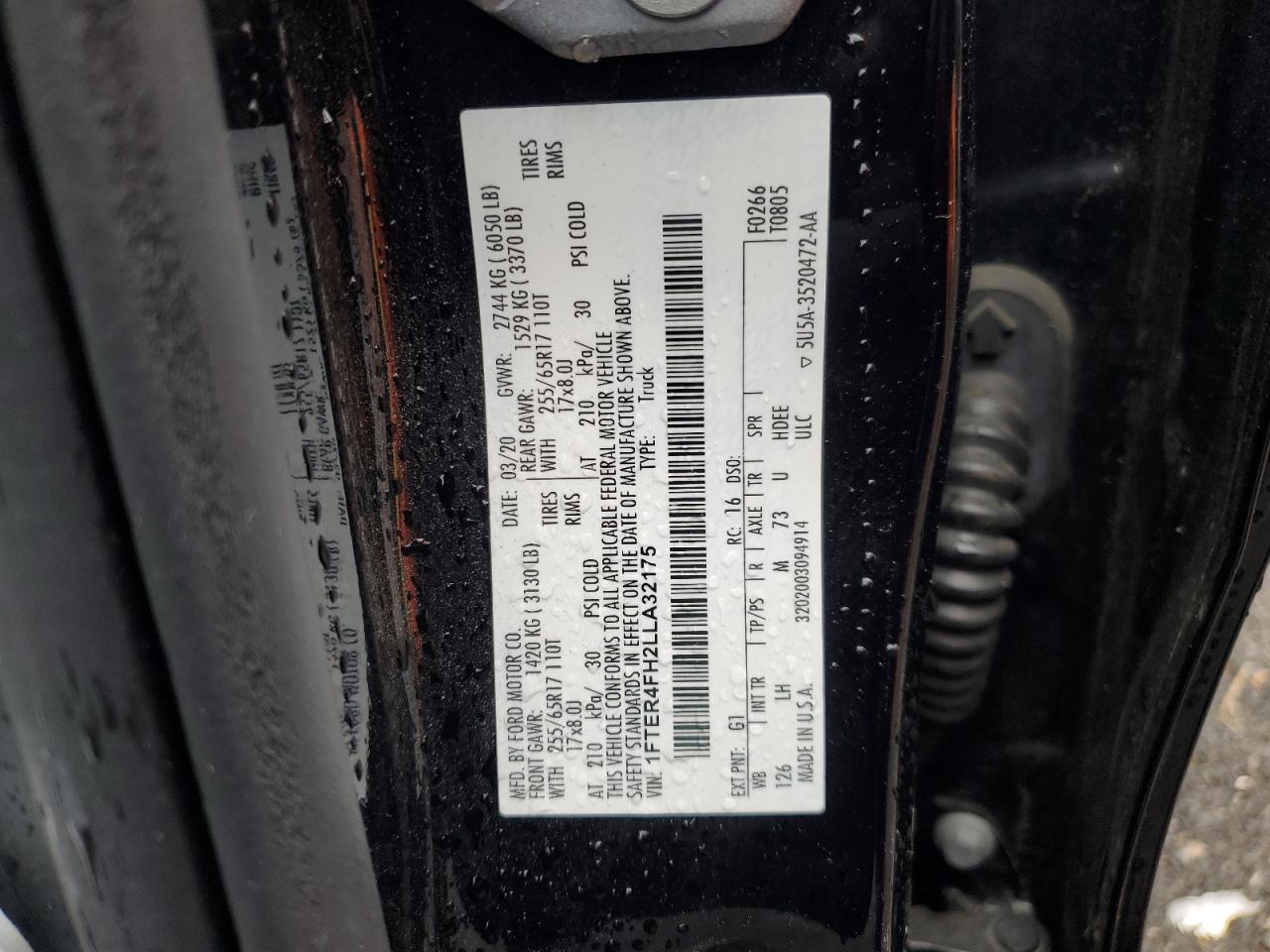 2020 Ford Ranger Xl VIN: 1FTER4FH2LLA32175 Lot: 49434405