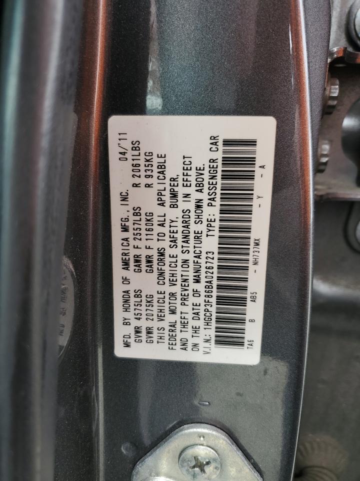 2011 Honda Accord Exl VIN: 1HGCP3F86BA026723 Lot: 47724075