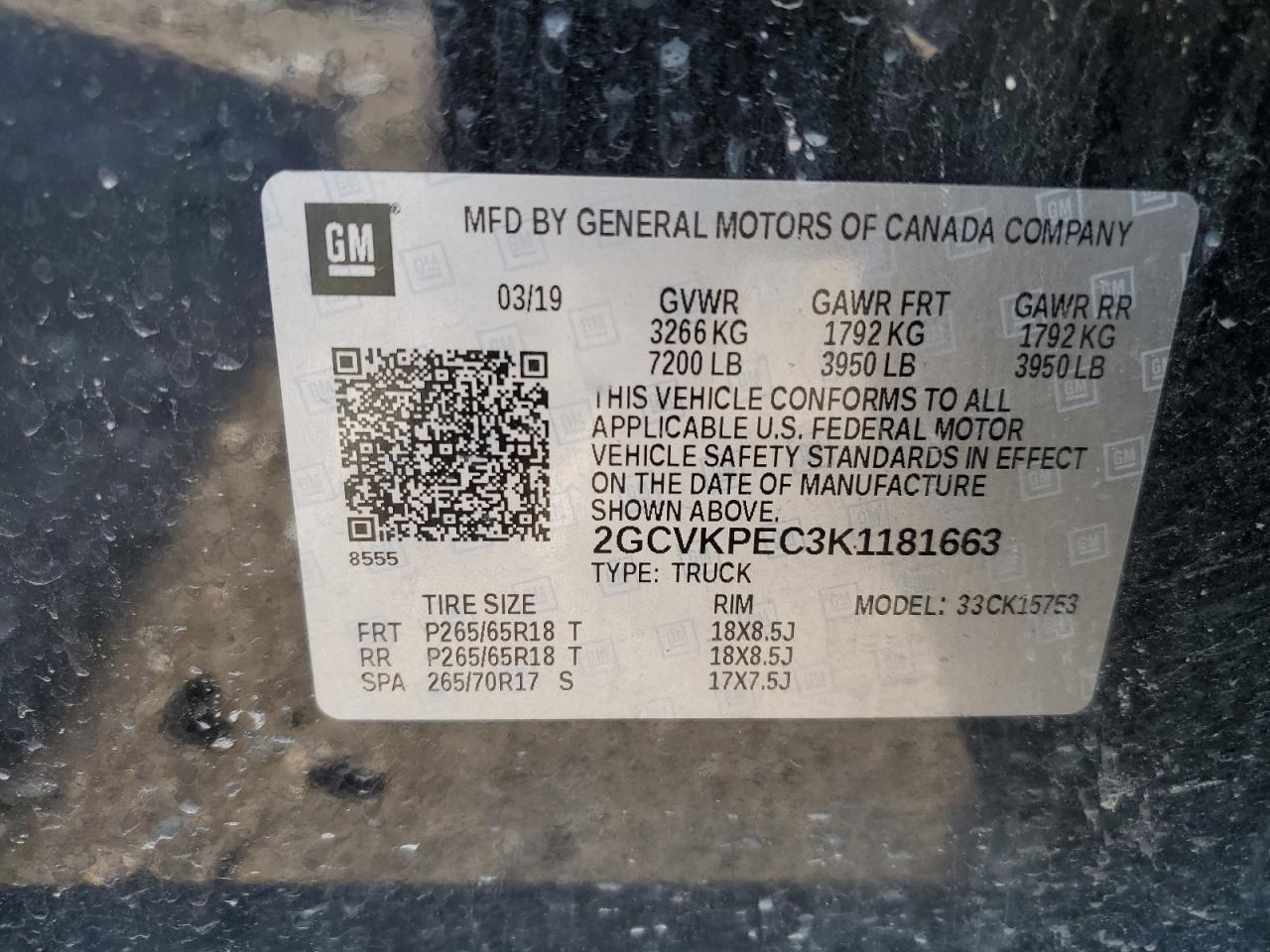 2019 Chevrolet Silverado Ld K1500 Lt VIN: 2GCVKPEC3K1181663 Lot: 50719415