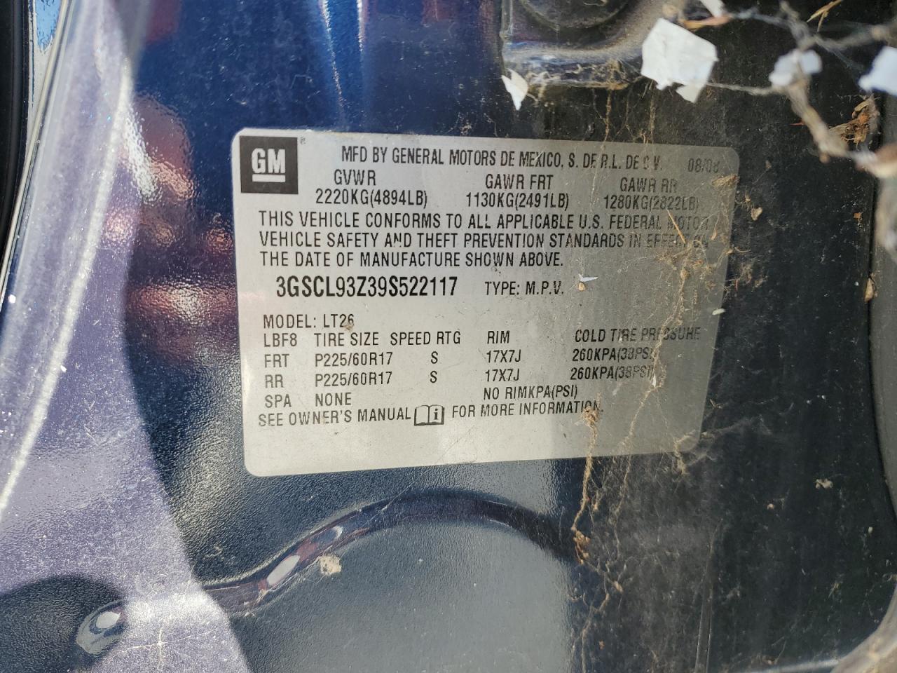 2009 Saturn Vue Hybrid VIN: 3GSCL93Z39S522117 Lot: 49539075