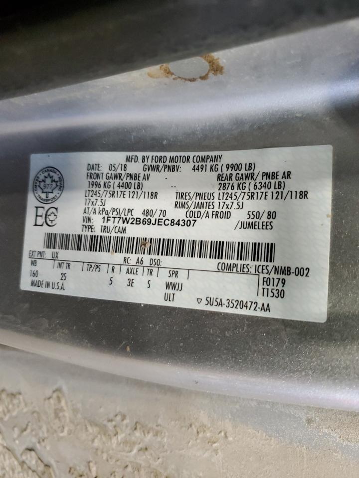 2018 Ford F250 Super Duty VIN: 1FT7W2B69JEC84307 Lot: 49278565