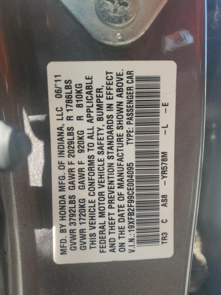 2012 Honda Civic Exl VIN: 19XFB2F99CE004095 Lot: 50121115