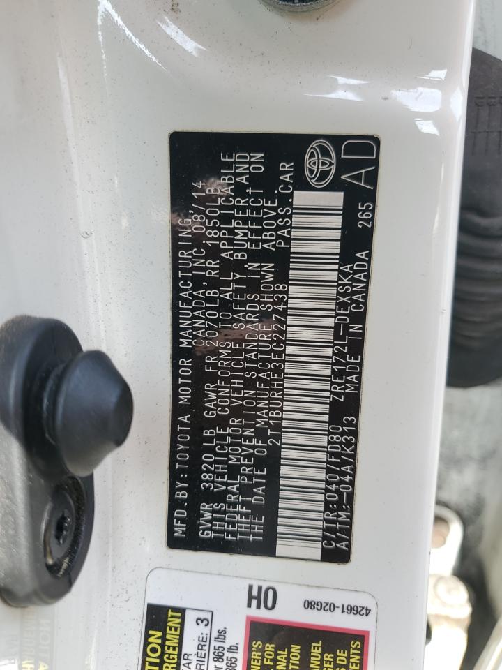 2014 Toyota Corolla L VIN: 2T1BURHE3EC227438 Lot: 47979825