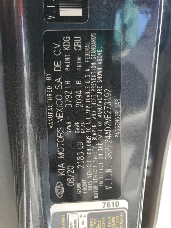 2021 Kia Forte Fe VIN: KPF24AD2ME273192 Lot: 51050335