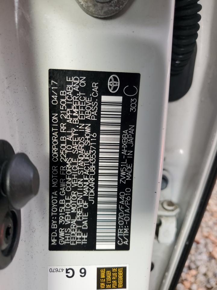 2017 Toyota Prius VIN: JTDKARFU8H3537116 Lot: 49393105