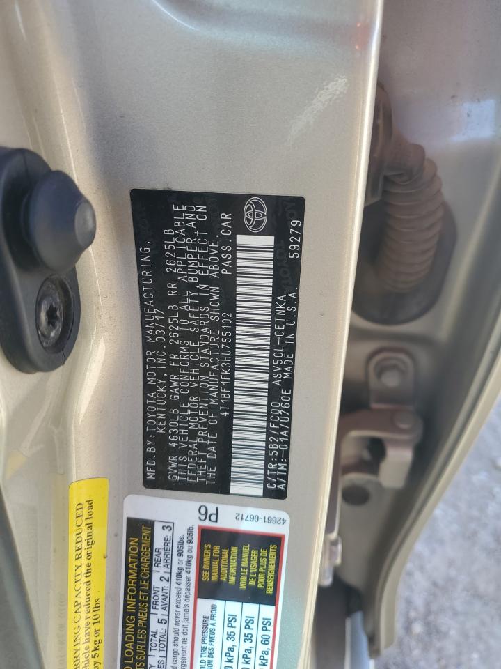 2017 Toyota Camry Le VIN: 4T1BF1FK3HU755102 Lot: 50169085