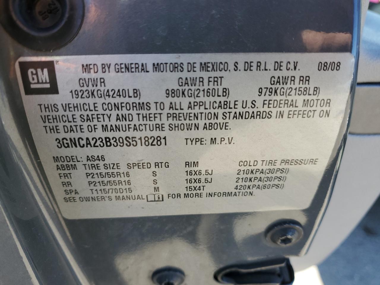 3gnca23b39s518281 3GNCA23B39S518281 2009 Chevrolet Hhr Lt