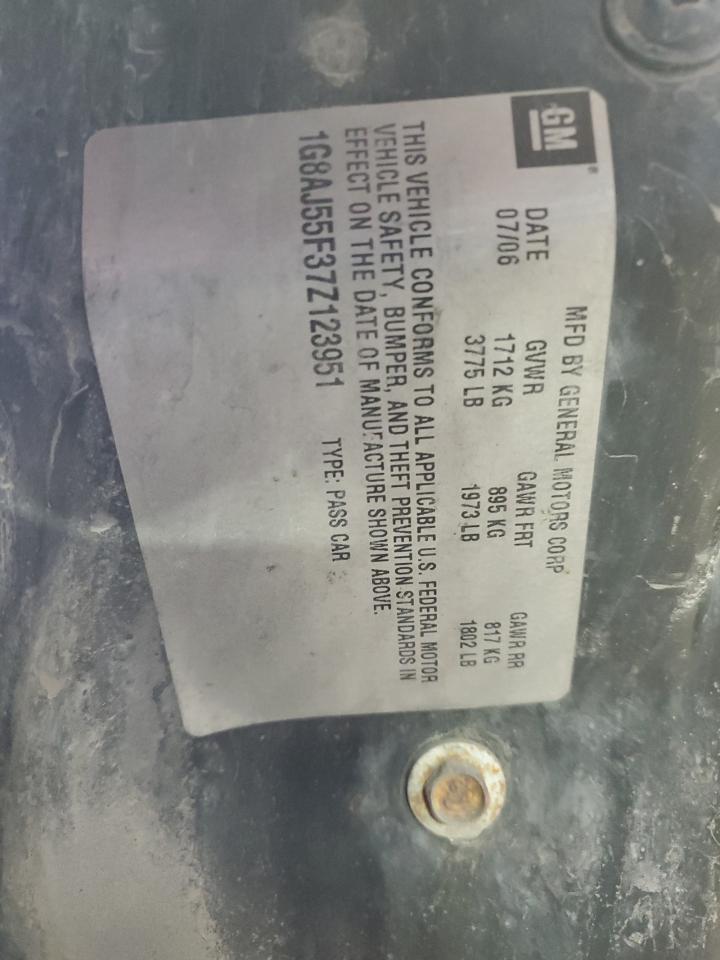 2007 Saturn Ion Level 2 VIN: 1G8AJ55F37Z123951 Lot: 51064335