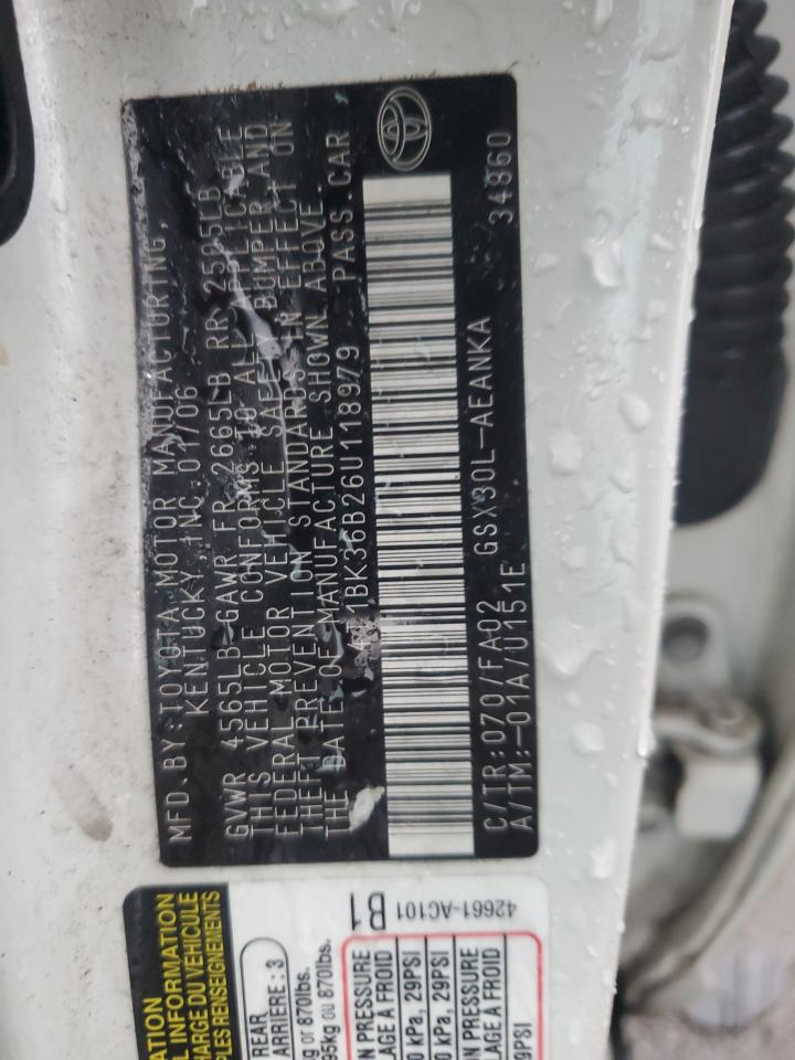 2006 Toyota Avalon Xl VIN: 4T1BK36B26U118979 Lot: 47399195