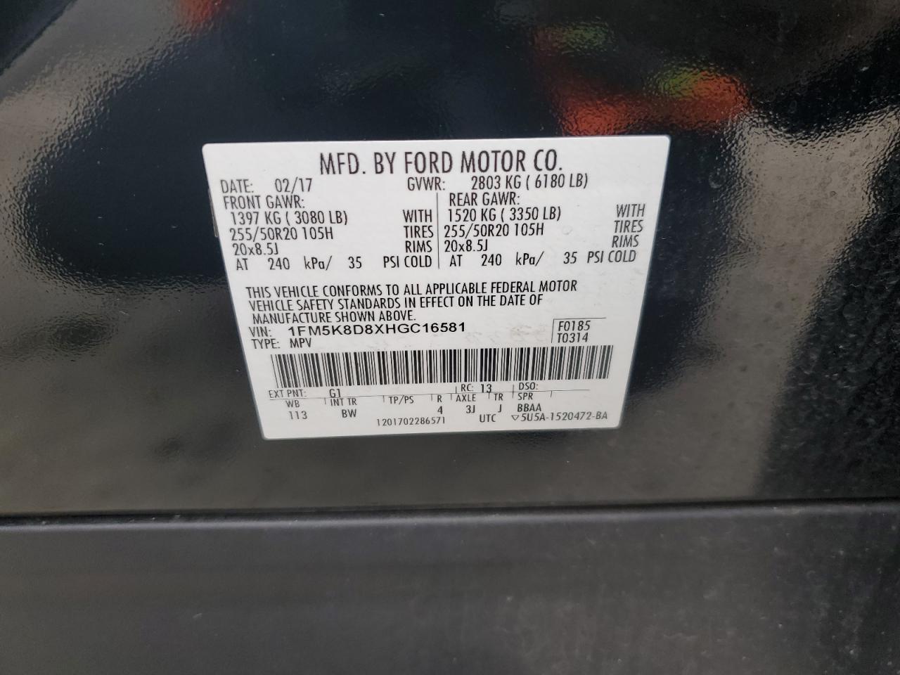 2017 Ford Explorer Xlt VIN: 1FM5K8D8XHGC16581 Lot: 49323905