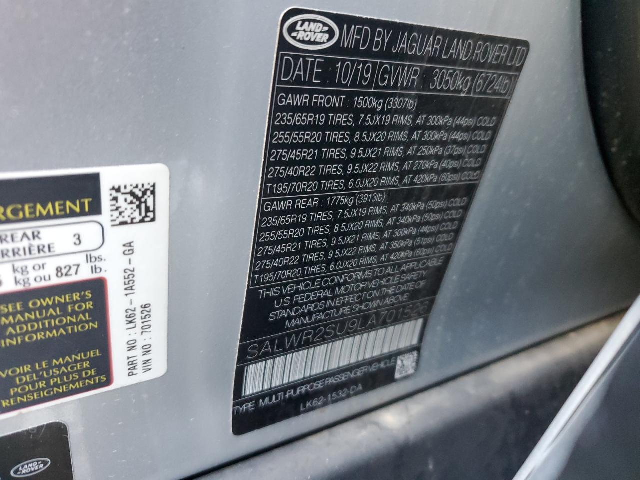 2022 Land Rover Range Rover Sport Svr VIN: SALWZ2REXNA200145 Lot: 45167745
