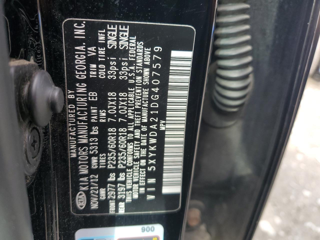 2013 Kia Sorento Sx VIN: 5XYKWDA21DG407579 Lot: 49547655