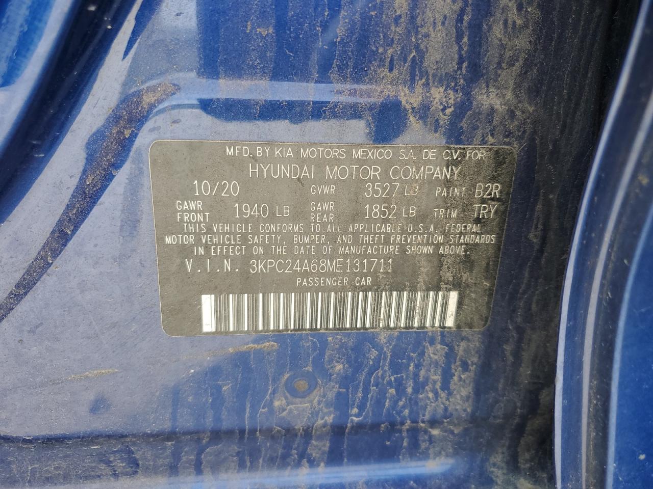 2021 Hyundai Accent Se VIN: 3KPC24A68ME131711 Lot: 51224325