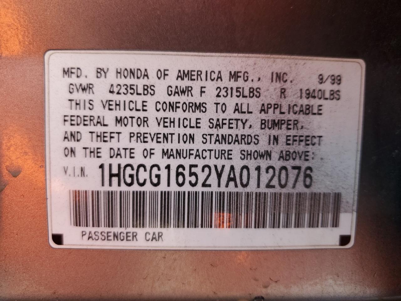 2000 Honda Accord - Image 12