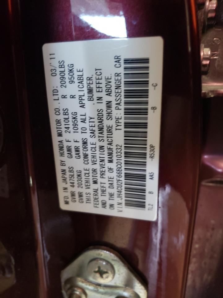 2011 Acura Tsx VIN: JH4CU2F66BC010332 Lot: 51082685