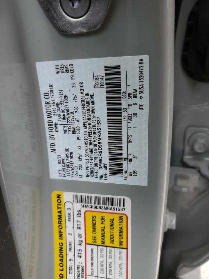 2021 Ford Bronco Sport Badlands VIN: 3FMCR9D98MRA51537 Lot: 49491945