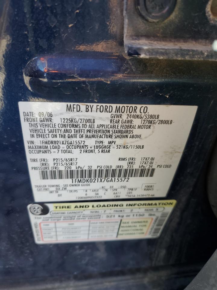 2007 Ford Freestyle Sel VIN: 1FMDK021X7GA15572 Lot: 50347905