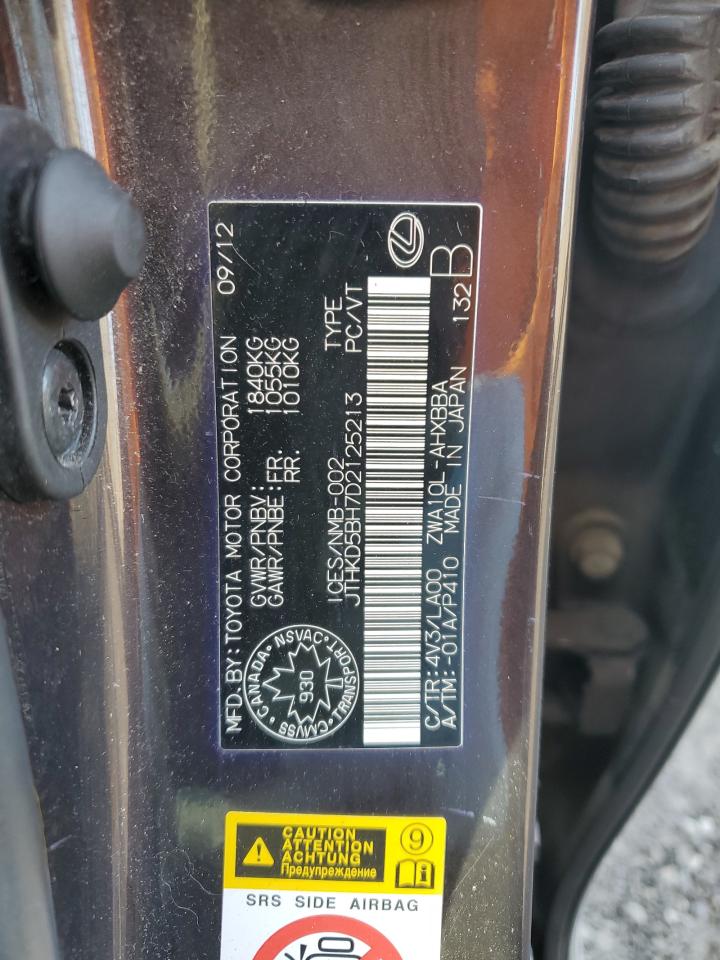 2013 Lexus Ct 200 VIN: JTHKD5BH7D2125213 Lot: 49122645