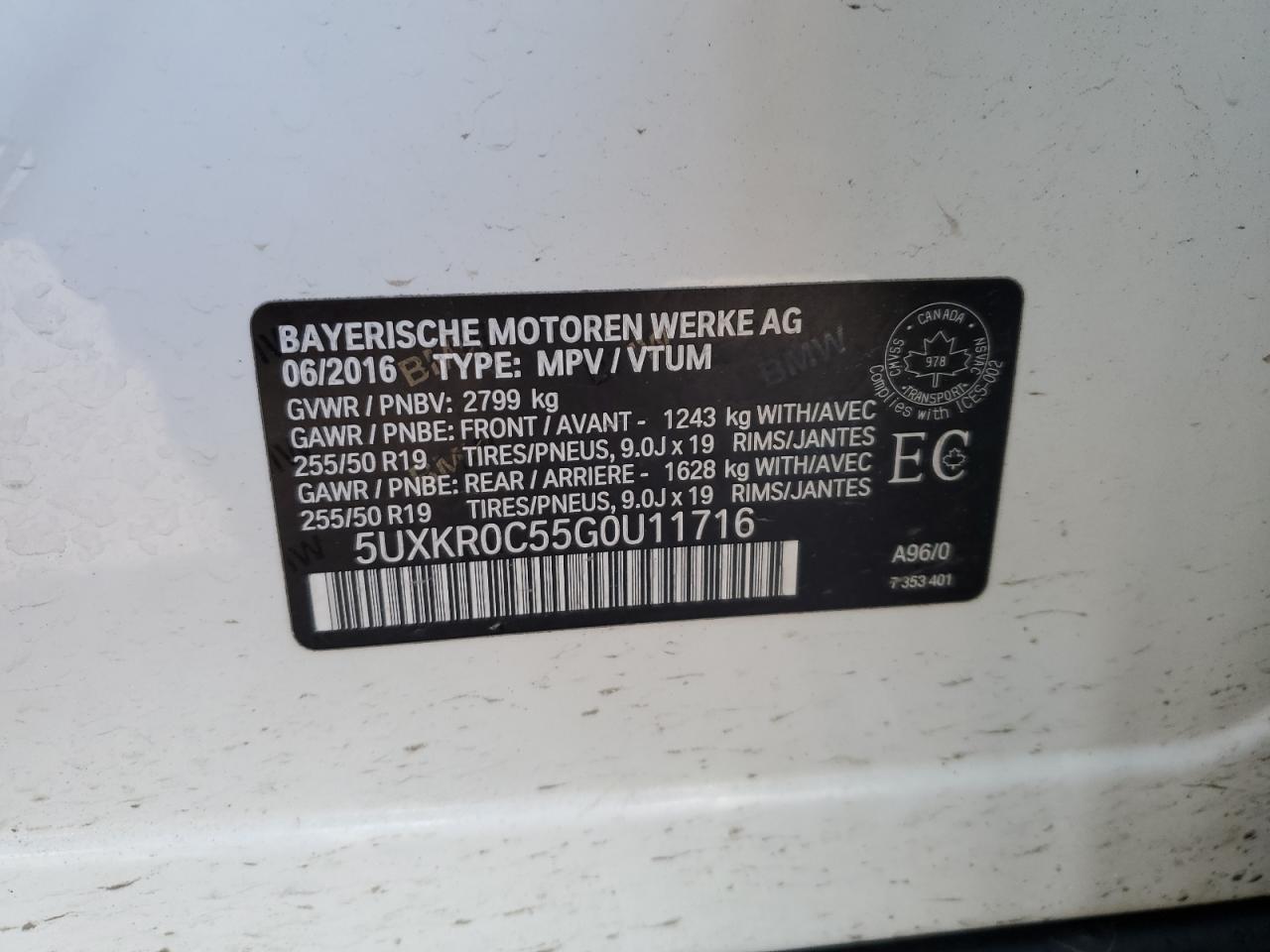 2016 BMW X5 xDrive35I VIN: 5UXKR0C55G0U11716 Lot: 47662535