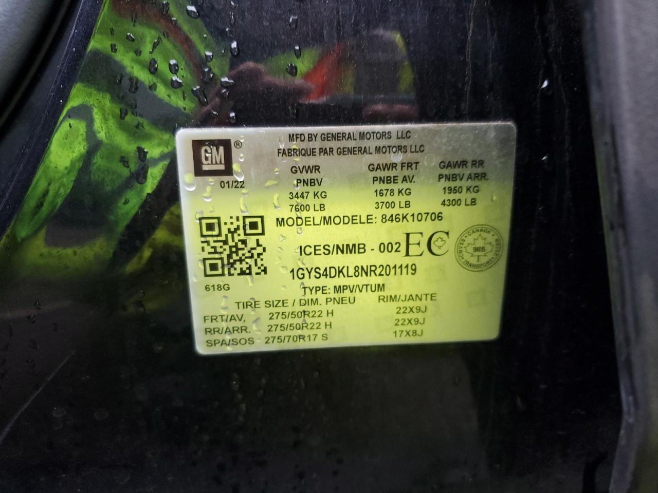 2022 Cadillac Escalade Premium Luxury Platinum VIN: 1GYS4DKL8NR201119 Lot: 47799635